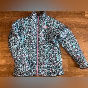 NORTH FACE Girls Reversible Mossbud Swirl Jacket Past‎ Seas X-Large 18 G5